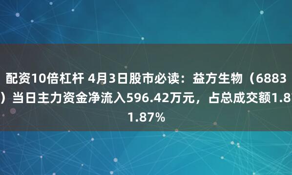 配资10倍杠杆 4月3日股市必读：益方生物（688382）当日主力资金净流入596.42万元，占总成交额1.87%