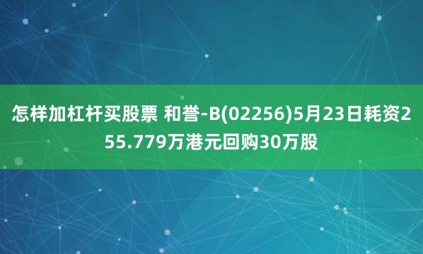 怎样加杠杆买股票 和誉-B(02256)5月23日耗资255.779万港元回购30万股