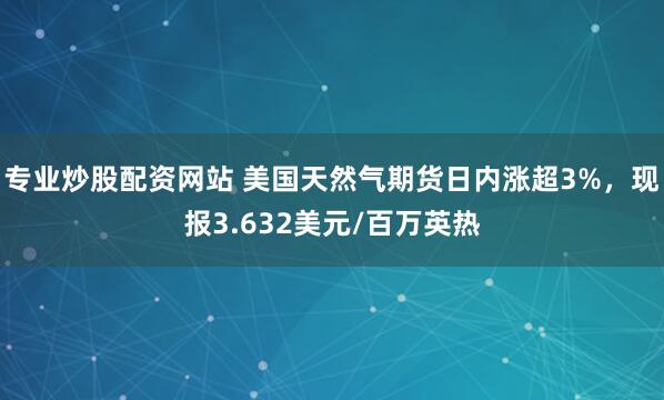 专业炒股配资网站 美国天然气期货日内涨超3%，现报3.632美元/百万英热
